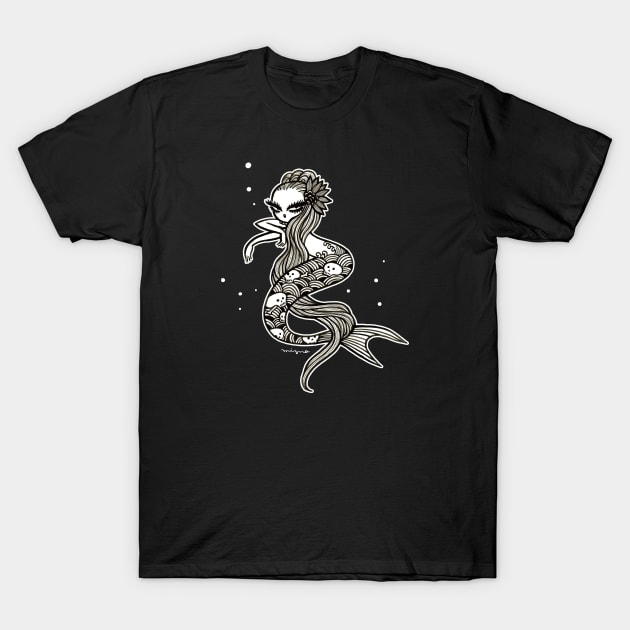 Hell Mermaid Black T-Shirt by MiznaWada